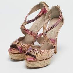 Le Silla Multicolor Snakeskin Platform Sandals Size 37.5