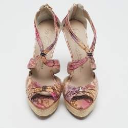 Le Silla Multicolor Snakeskin Platform Sandals Size 37.5