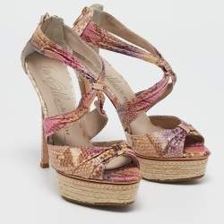 Le Silla Multicolor Snakeskin Platform Sandals Size 37.5