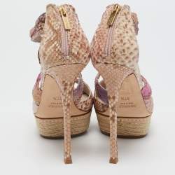 Le Silla Multicolor Snakeskin Platform Sandals Size 37.5