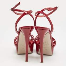Pre Owned Le Silla Red Patent Leather Lola Platform Sandals Size 36
