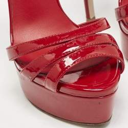 Pre Owned Le Silla Red Patent Leather Lola Platform Sandals Size 36