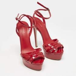 Pre Owned Le Silla Red Patent Leather Lola Platform Sandals Size 36