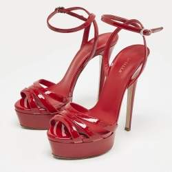 Pre Owned Le Silla Red Patent Leather Lola Platform Sandals Size 36