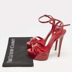 Pre Owned Le Silla Red Patent Leather Lola Platform Sandals Size 36