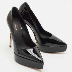 Pre Owned Le Silla Black Patent Leather Uma Platform Pumps Size 35.5