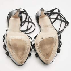 Pre Owned Le Silla Black Patent Leather Belen Ankle Strap Sandals Size 36