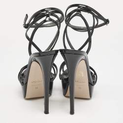 Pre Owned Le Silla Black Patent Leather Belen Ankle Strap Sandals Size 36