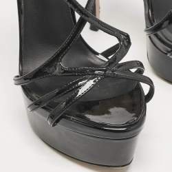Pre Owned Le Silla Black Patent Leather Belen Ankle Strap Sandals Size 36