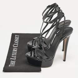 Pre Owned Le Silla Black Patent Leather Belen Ankle Strap Sandals Size 36
