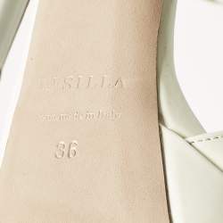 Pre Owned Le Silla Cream Patent Leather Ankle Strap Sandals Size 36