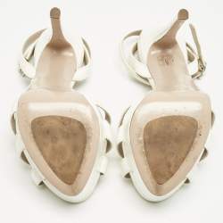 Pre Owned Le Silla Cream Patent Leather Ankle Strap Sandals Size 36