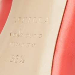 Le Silla Red Leather Gabry Peep Toe Pumps Size 38.5