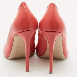 Le Silla Red Leather Gabry Peep Toe Pumps Size 38.5