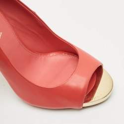 Le Silla Red Leather Gabry Peep Toe Pumps Size 38.5