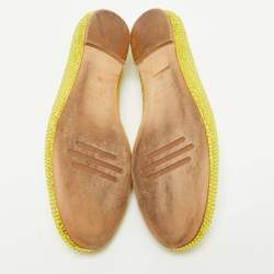 Le Silla Yellow Suede Crystal Embellished Ballet Flats Size 39