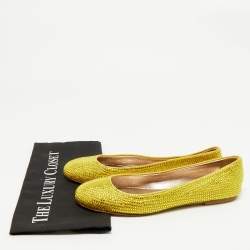 Le Silla Yellow Suede Crystal Embellished Ballet Flats Size 39