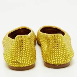 Le Silla Yellow Suede Crystal Embellished Ballet Flats Size 39