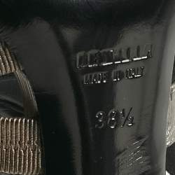 Pre Owned Le Silla Metallic Suede Ankle Strap Sandals Size 38.5