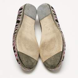 Pre Owned Le Silla Black Suede Fire Crystals Embellished Ballet Flats Size 36