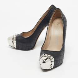 Pre Owned Le Silla Black Quilted Leather Spikes Platform Pumps Size 36.5