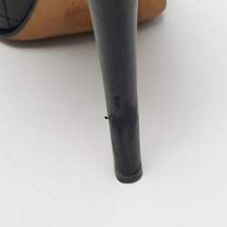 Pre Owned Le Silla Black Quilted Leather Spikes Platform Pumps Size 36.5