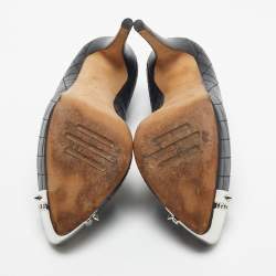 Pre Owned Le Silla Black Quilted Leather Spikes Platform Pumps Size 36.5