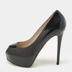 Pre Owned Le Silla Black Patent Leather Gabry Platform Pumps Size 36