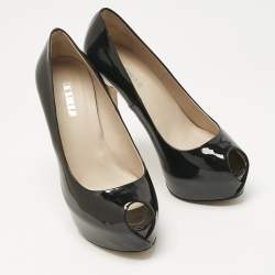 Pre Owned Le Silla Black Patent Leather Gabry Platform Pumps Size 36