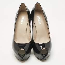 Pre Owned Le Silla Black Patent Leather Gabry Platform Pumps Size 36