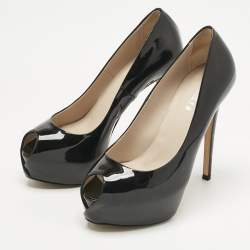 Pre Owned Le Silla Black Patent Leather Gabry Platform Pumps Size 36