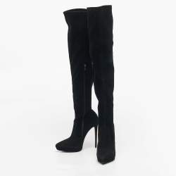 Pre Owned Le Silla Black Suede Over The Knee Boots Size 38
