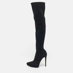 Pre Owned Le Silla Black Suede Over The Knee Boots Size 38