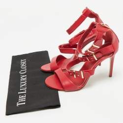 Pre Owned Le Silla Red Leather and Suede Minerva Strappy Sandals Size 38