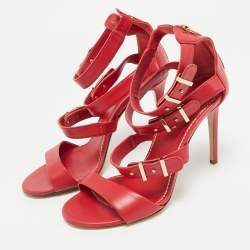 Pre Owned Le Silla Red Leather and Suede Minerva Strappy Sandals Size 38