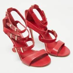 Pre Owned Le Silla Red Leather and Suede Minerva Strappy Sandals Size 38