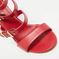 Pre Owned Le Silla Red Leather and Suede Minerva Strappy Sandals Size 38