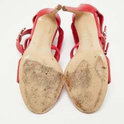 Pre Owned Le Silla Red Leather and Suede Minerva Strappy Sandals Size 38