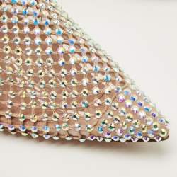 Pre Owned Le Silla Beige Stretch Fabric Gilda Ankle Length Boots Size 38