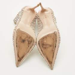 Pre Owned Le Silla Beige Stretch Fabric Gilda Ankle Length Boots Size 38