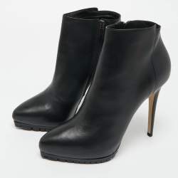 Pre Owned Le Silla Black Leather Ankle Length Boots Size 40