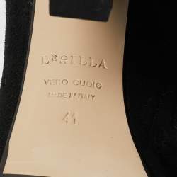 Pre Owned Le Silla Black Suede Zip Up Mid Calf Boots Size 41