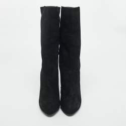Pre Owned Le Silla Black Suede Zip Up Mid Calf Boots Size 41
