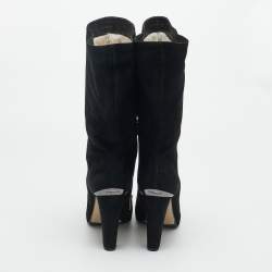 Pre Owned Le Silla Black Suede Zip Up Mid Calf Boots Size 41