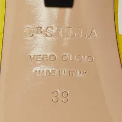 مملوكة مسبقًا صندل لو سيلّا بحزام للكاحل من الجلد الأصفر مع كعب منصة مقاس 39