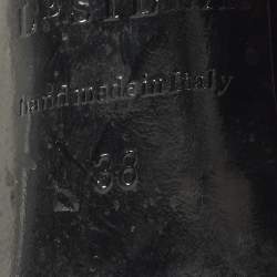 Pre Owned Le Silla Size 38 Black Suede Spiral Heel Pumps