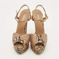 Pre Owned صندل لاسيلّا منصة نقش ثعبان بيج مقاس 38