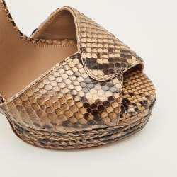 Pre Owned صندل لاسيلّا منصة نقش ثعبان بيج مقاس 38