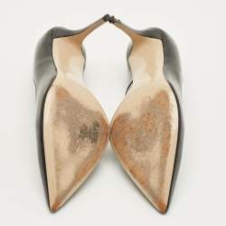 Pre Owned حذاء كعب عالي لي سيلا لامع جلد أسود مقدمة مدببة مقاس 40