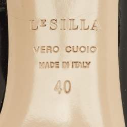 Pre Owned حذاء كعب عالي لي سيلا لامع جلد أسود مقدمة مدببة مقاس 40